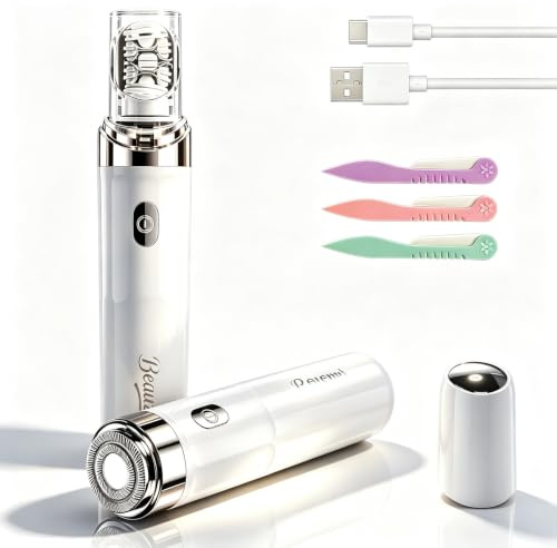 Facial Hair Remover for Women, 2-in-1 Epilator for Women with LED Light USB Rechargeable Portable Electric Epilators Painless Lady Shavers for Face, Lip, Chin, Leg, Arms, Bikini