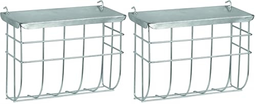 Kerbl Pet Metallheuraufe mit Deckel 17x13cm verzinkt zum Einhängen (Packung mit 2)