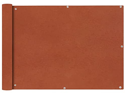 Mokuyary Protección visual para balcón, tejido Oxford, 75 x 400 cm, terracota, revestimiento de balcón, cubierta opaca contra el viento para jardín, terraza, exterior