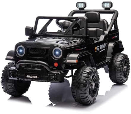 CoolGrows Ride on Car, 12V Electric Ride-on Toy with Remote Control, 2 Motors Electric Cars for Kids, Radio, Music, LED Lights, 2 Speed Modes Smooth Start for 3-6 Years Old, Max Weight 30KG