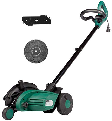 BRAST® Rasentrimmer Rasenkantenschneider | 1400Watt | doppelseitiges Flügelmesser | einstellbare Führungsschiene als Kantenschutz | Nylon-Unkrautbürste | robuste Teleskopstange | Sicherheitsschalter