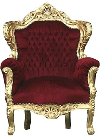 Casa Padrino Barock Sessel 'King' Bordeaux/Gold Thron Stuhl
