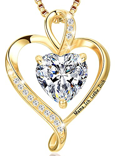 LAVUMO Herz Kette Damen Silber 925 Echt/Messing I love you Halskette Damen Personalisierter Schmuck Geschenke für Frauen Frau MaMa Freundin an Geburtstags Valentinstag Muttertag Mit Rose Geschenkbox