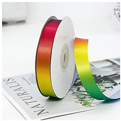 Uteruik Weihnachts-Satinbänder in Regenbogenfarben, Rolle für Geschenkverpackungen, Basteln, Nähen, Verpackung, Hochzeit, 22 m x 1,5 cm