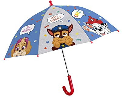 Paw Patrol Ombrello per Bambini, Antivento, a Bastone con Apertura Automatica e Robusto Telaio in Fibra di Vetro, Diametro Circa 66 Cm