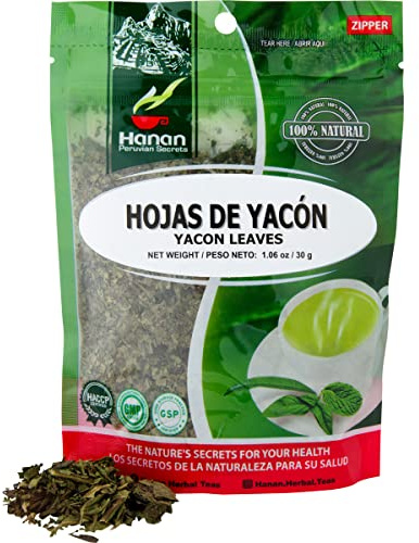 Hanan Yacon Leaves 1.1oz (30g) Loose Leaf Herbal Tea from Peru - All-Natural, Dried Leaves from Smallanthus sonchifolius Plant from Peru’s Andes Mountains