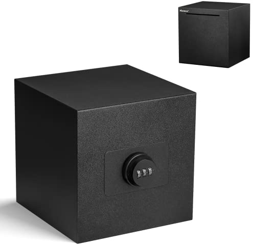 Kypeeka Edelstahl-Spardose mit Zahlenschloss, 15 cm schwarz | wiederverwendbar & rostfrei, für Erwachsene, ideal für Bargeld und Wertsachen zu Hause oder im Büro