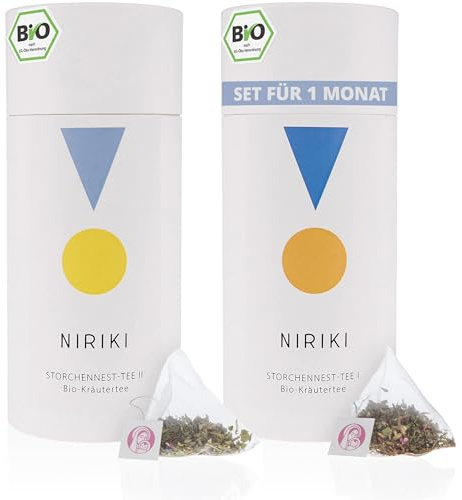 Bio Storchennest Tee Set 1 & 2 – bewährte Zykluskräuter – traditionelle Rezeptur mit Mönchspfeffer – in Deutschland hergestellt – 2x 30 Teebeutel für 1 Monat
