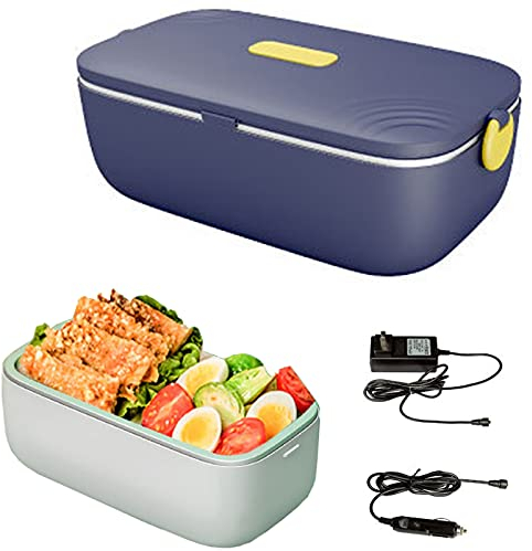 Samnuerly Lunch Box Elettrico 3 in1, Scaldavivande Riscaldato Portatile Scaldavivande per Camion Auto Contenitore a Prova di Perdite 1L,Viola