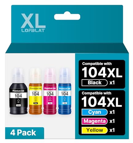 LOFBLAT 104 XL, Kompatibel für EcoTank Epson 104 O 102 ET-2710 ET-2711 ET-2712 ET-2714 ET-2715 ET-2720