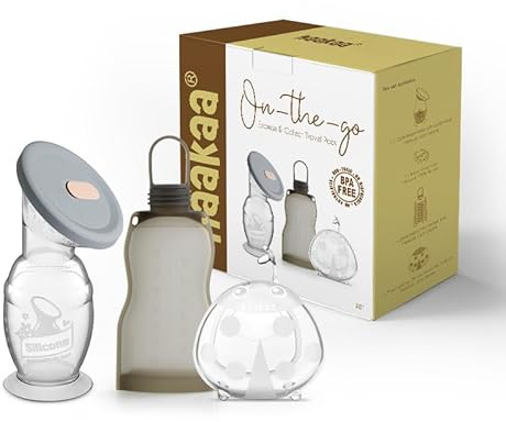 Reise-Set haakaa 150 ml Manuelle Milchpumpe 2. Generation und Silikon-Milchauffangschale - Marienkäfer 40 ml, Deckel und Silikonbeutel zur Aufbewahrung von Muttermilch 260 ml
