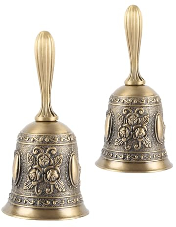 JMIATRY 2 Stück Handglocke, Tischglocke Klein, Hand Glocke für Restaurant, Hotel, Geschäfte, Service Glocke, Bronzefarbe