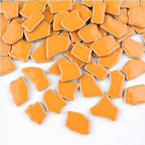 Piastrelle per Mosaico Irregolari in Ceramica, 500 g, 2-4 cm, Pietre per Fai Da Te, Artigianato, Hobby, Arte, Decorazione Da Parete Della Casa (Arancione)