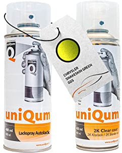 UniQum Autolack + Klarlack 2K Spraydose fürs Auto für CHRYSLER SNAKESKIN GREEN GGS Autolack Reparatur 2 x 400 ml