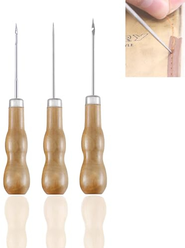 ieron 31 piezas de herramientas de costura a mano para reparación de cuero, kit de bordado de bricolaje con hilo encerado de cuero, agujas de cuero, punzón para coser cuero y lienzo