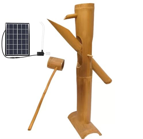 Kit de fontaine, fontaine d'eau extérieure de style japonais avec panneau solaire, antibactérien et anti-fissuration, fontaines de patio, décoration de fontaine d'eau extérieure avec pompe,70cm