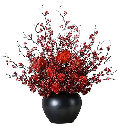 TOPPERFUN 200stücke Künstliche Beeren als Dekoration Künstliche Kirschen aus Eisendraht Flexible Beerendekoration für Weihnachten Hochzeiten und Bastelprojekte