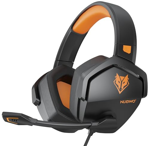NUBWO N16 Gaming Headsets for Xbox, PS5, PS4, PlayStation, PC, Switch, Mac - Over Ear Headphones with Microphone, Stereo Sound, Wired Headet with 3.5mm Audio Jack (Black Yellow)