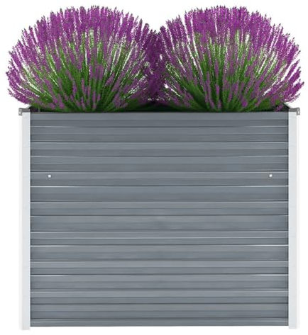 ShGaxin Garten-Hochbeet Verzinkter Stahl 100x40x77 cm Grau, Palettenrahmen, Hochteich, Gemüsebeet, Kräuterregal Balkon, Blumenbeet, Kräuterspirale, Tomatenbeet, Pflanzhochbeet - 44852