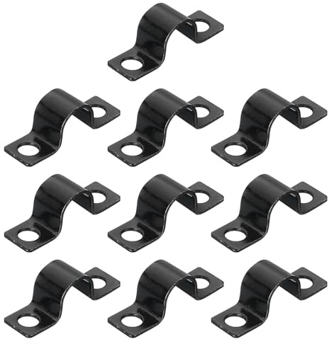 sourcing map U-förmige Rohrschellen, 10 mm, 2 Löcher, U-Rohrschellen, robuste Verbindungshalterung für Leitungskabel, Drahtschnur, Schwarz, 100 Stück