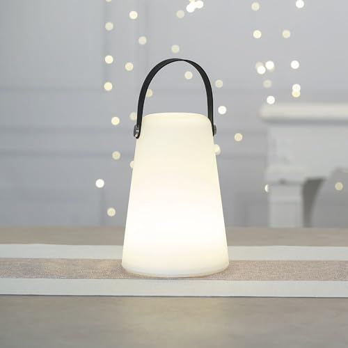 Ideen mit Herz | LED Tischlampe mit Henkel | Stimmungs-Licht | indirekte Beleuchtung | 13,8 x 20,5 cm | Warmweiß | Dimmbar | Batteriebetrieben