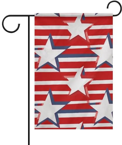 Rot-weiße Sternstreifen-Flagge für Außendekoration, doppelseitiges saisonales Gartenbanner langlebiges Willkommensschild für Terrasse, Rasen, Hof und Gartendekoration