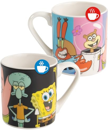Spongebob Schwammkopf Zaubertasse für Kinder - Kindertasse Becher Kinderbecher Tasse aus Keramik Farbwechseltasse 230 ml
