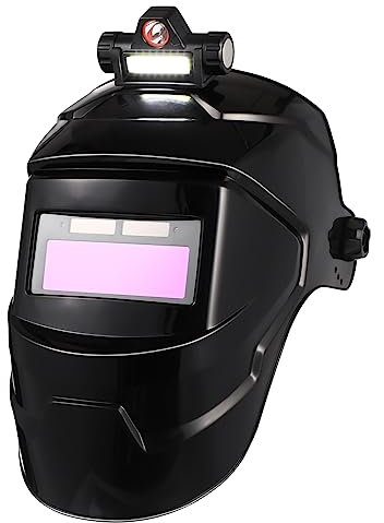 MAGICLULU Masque de Soudage Large Écran Noir à Assombrissement Automatique pour Protection Légère et Respirante et Réglage par Molette Lors des Travaux de Meulage