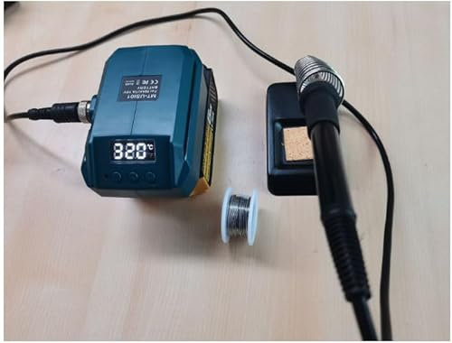 PZJFH Kit de fer à souder sans fil, température réglable 180-480 °C, portable, avec interrupteur marche/arrêt, support de fer à souder et accessoires pour travaux électriques