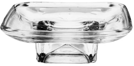 Garneck Elegant Glass Soap Dish Rectangle Soap Holder for Bathroom Sturdy Stand Modern Design
