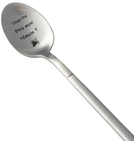 ZINELLO DESIGN Cuillère Veux-tu être mon Témoin – Idée Cadeau Originale pour Demande de Témoin de Mariage, Annonce EVG Insolite – Cuillère à Café avec Coffret Prêt à Offrir