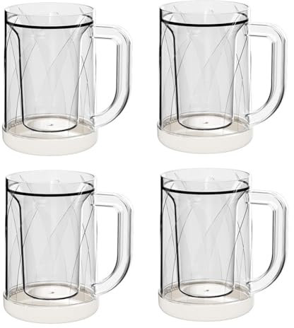 Uhidka 4 Jarras de Cerveza Congelada para Congelador, de Doble Pared, con Gel Escarchado, para Cerveza y Hielo.