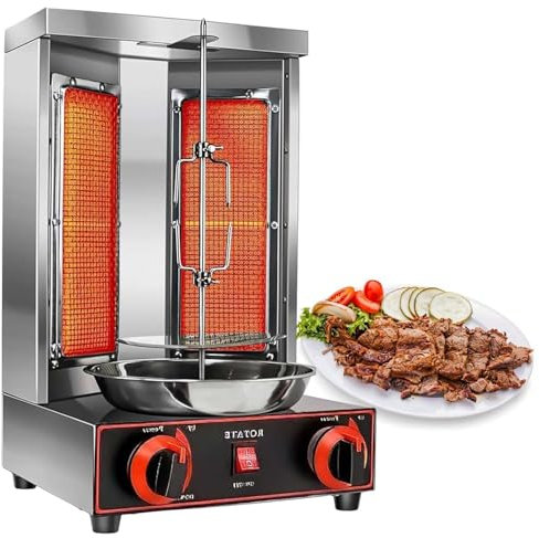 vnmudzeo Asador para Shawarma De Pollo, para Reuniones Familiares En Restaurantes, MáQuina Comercial para Kebabs A Gas, Ajuste De 50 A 350 °C,Silver