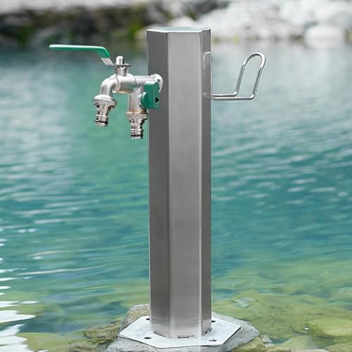 WNYAILLL Fontana in Metallo da Giardino Esterno, Colonna del Rubinetto da Giardino in Acciaio Inossidabile 304, Colonna d'Acqua per Il Giardino, Fontana a Colonna(50 * 20.5cm/19.7 * 8.1in)