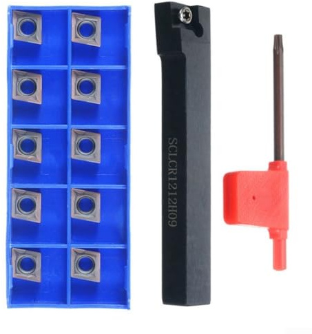 12 mm breiter SCLCR1212H09 Werkzeughalter mit 10 Stück CCMT09T304 Einsätzen für effektive Drehmaschinen-Anwendungen