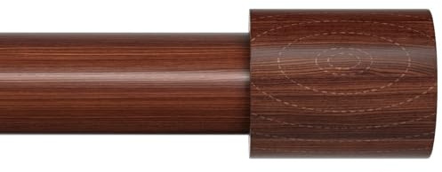 PeSenp Gardinenstange in Holzoptik, 89–316 cm, 25 mm Durchmesser, ausziehbare Gardinenstange aus Metall mit brauner Holzmaserung, Holzvorhangstange für Fenster oder Tür