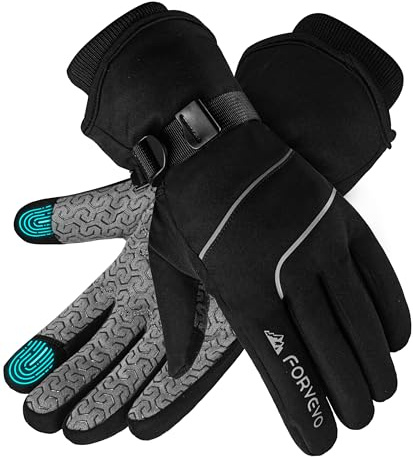 FORVEVO Guantes de esquí para hombre y mujer, impermeables, 3M Thinsulate, cálidos, guantes de invierno para hombre, para pantalla táctil, resistentes al viento