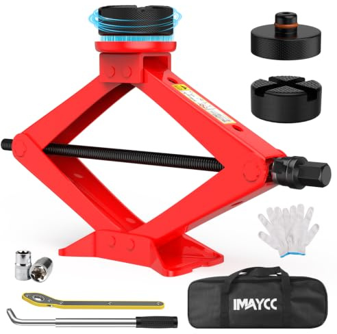IMAYCC Cric Per Auto 2.5T, Cric Auto Con Universale Tampone In Gomma, 2500KG Cric Portatile Per Auto Con Chiave Per Dadi Ruota,Kit Emergenza Auto Per SUV MPV Tesla 3/Y/S/X Manutenzione e Riparazione