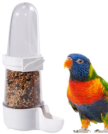 Distribuidor de alimentos de la jaula de pájaros | Controlador transparente transparente automático | Alimentador, reserva de líquido suspendido, limpieza fácil compacta, periquito de diamantes canari