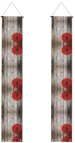 Tablero de madera retro flor roja dalia decorativa porche banner