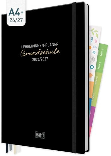 Häfft® Lehrerplaner Grundschule 2026/2027 A4+ Black Edition