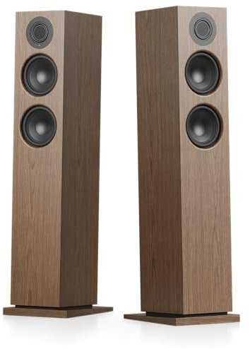 Audio Pro A48W Enceintes stéréo multiroom actives 320 W Classe D, HDMI ARC, optique et RCA, AirPlay 2, Google Cast, 870 × 215 × 265 mm (paire) (Noyer)