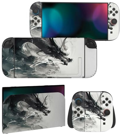 playvital Autocollant pour Nintendo Switch 2 Manette&Console&Grip&Dock | Sticker Skin Decal pour Switch 2 Accessoires Protection - Dragon Esprit d’Encre