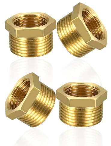 QZKJQDD Reductor de 1/2 a 3/8, 4 unidades adaptador de 1/2 a 3/8 pulgadas, reductor, accesorio de rosca de cobre, conexiones roscadas internas de rosca exterior, adecuado para industria, tubos, agua