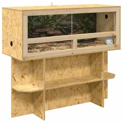 vidaXL Terrarium Braun 100 x 40 x 90 cm OSB, Geräumiges, rechteckiges, rustikales Terrarium, sicheres Zuhause für Reptilien und Amphibien