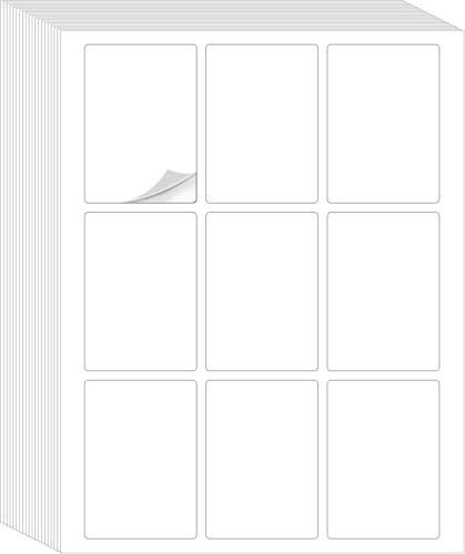 Tomma klistermärken för spelkort - Skriv ut dina spelkort - 360 etiketter klisterpapper för Laser/bläckstråleskrivare (8,5 cm x 6 cm) 40 ark - A4-pappersark