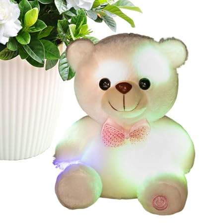 Animal De Peluche Con Luz Nocturna | Oso Lindo Y Colorido De 20 Centímetros - Animal Suave Para Niños Con Luz Nocturna LED,Para Consuelo y Acompañía de Niñas y Adultos en Hogar, Sala de Estar,