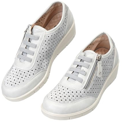 CLEIKS Penny Loafers Donna Scarpe Basse Slip on Sandalette Estate Mocassino Pelle Sandali Clogs Plateau Pantofole Scarpe da Business (Argento, 40 EU, WCL260329-11)