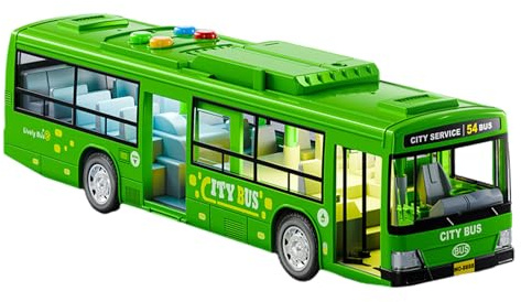 mophrati Modello Giocattolo per Auto Simulazione realistica di Autobus con narrazione ABS Giocattolo per Autobus di Grandi Dimensioni per Bambini audiovisivo simulato, Verde