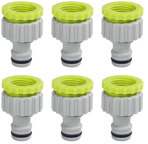JCKD 6 adaptadores de grifo, conector de manguera 2 en 1, conectores de manguera de 1/2 pulgadas y 3/4 pulgadas, adecuado para la conexión rápida de mangueras de jardín y mangueras de cocina